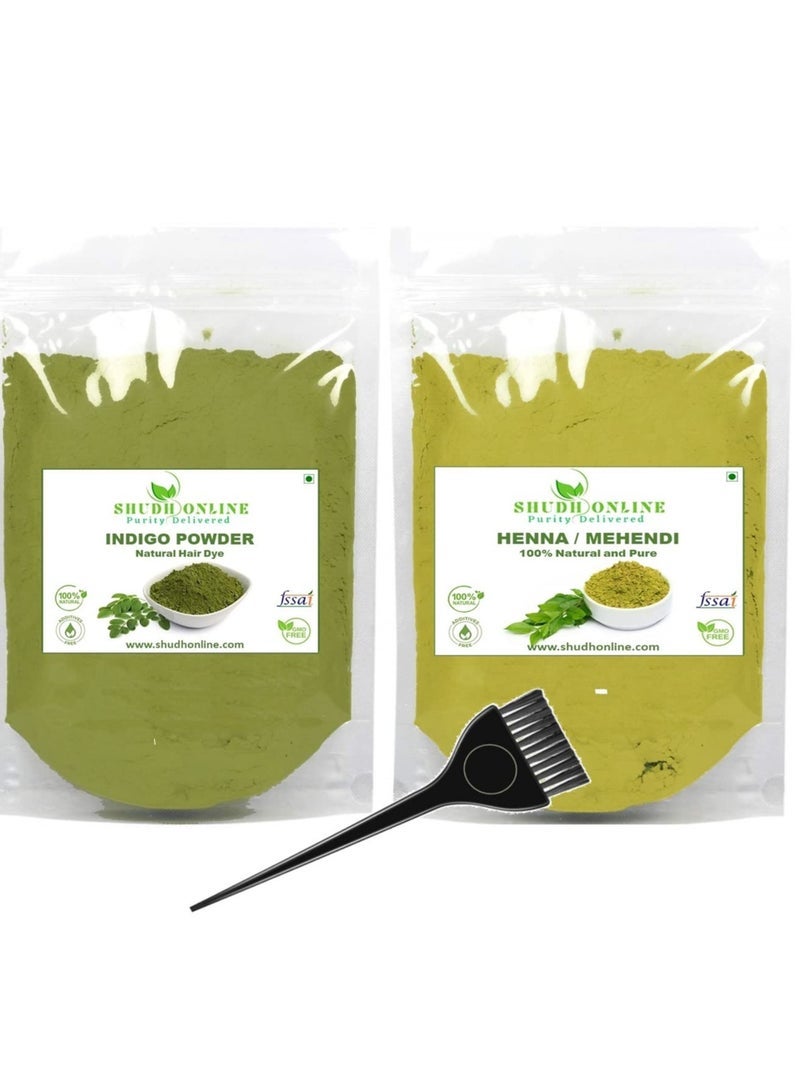 Shudh Online Indigo and Henna Powder Organic for Hair Colour (50 Grams each - 100 grams), avuri and Mehandi, Neela Amari, Natural Mehndi, Neel Patti, Cassia Obovata, Neelayamari, Neli Aku - Image 1