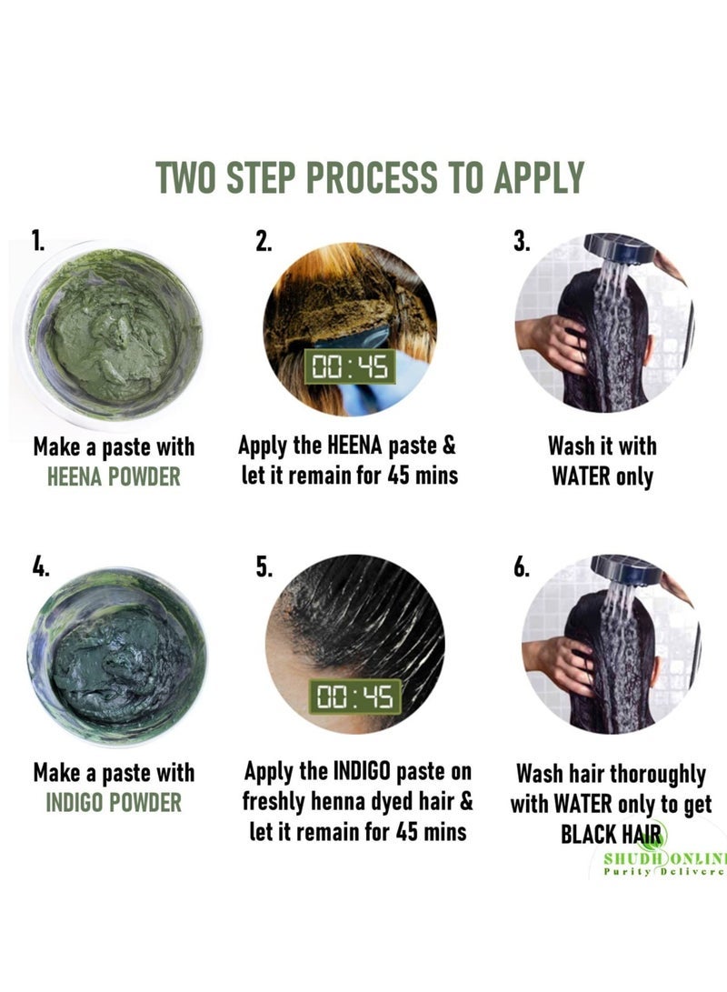Shudh Online Indigo and Henna Powder Organic for Hair Colour (50 Grams each - 100 grams), avuri and Mehandi, Neela Amari, Natural Mehndi, Neel Patti, Cassia Obovata, Neelayamari, Neli Aku - Image 4