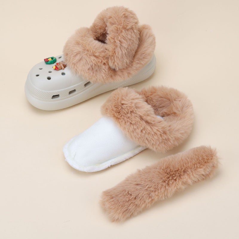 Plush-Lined Clogs With Removable Fur Covers, Winter Cotton-Lined Warm Women'S Fur Slippers, Men'S Cotton Covers, Washable - Image 2