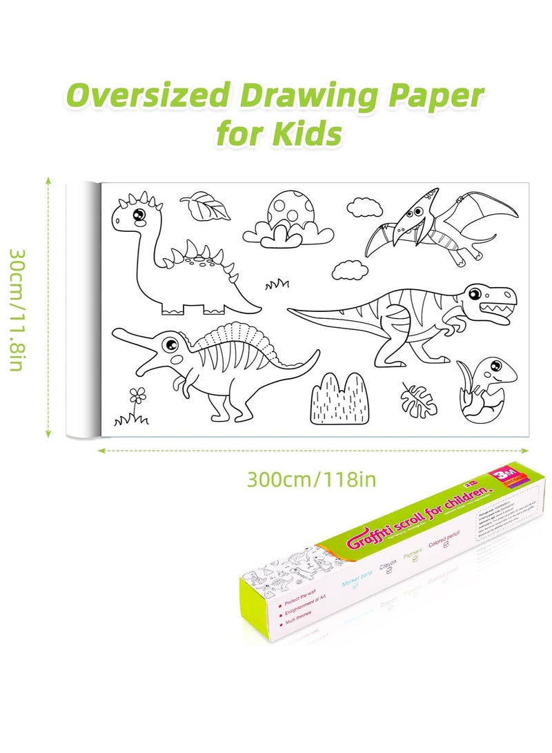 3M Roll of Drawing Paper, Coloring for Kids, Toddlers, DIY Cut and Stick for Girls and Boys (Dinosaurs)  - Image 2
