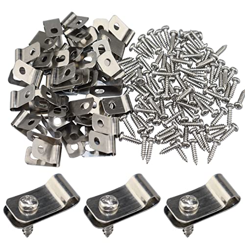 LSGCQ Wire Fence Clips Metal 100 Pcs Wire Clamps Stainless Steel Fencing Mounting Clips with 100 Pcs Stainless Steel Screws for 12-16 Gauge Welded Clamps to Wood, Metal or Vinyl Railings (100 PCS) - Image 1