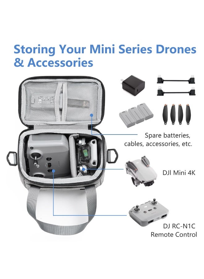SYOSI DJI Mini 4K/4/2 SE Travel Carrying Case, Portable Shoulder Bag for Drone & Controller Accessories, Waterproof Oxford Storage Bag with Strap Handle (Grey) - Image 2