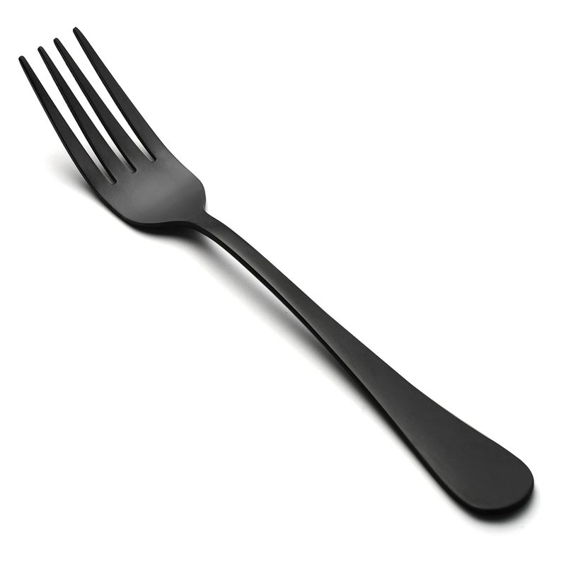 LIANYU Black Dinner Forks Set of 12 8 Inches Stainless Steel Silverware Flatware Cutlery Table Forks Mirror Finish Dishwasher Safe