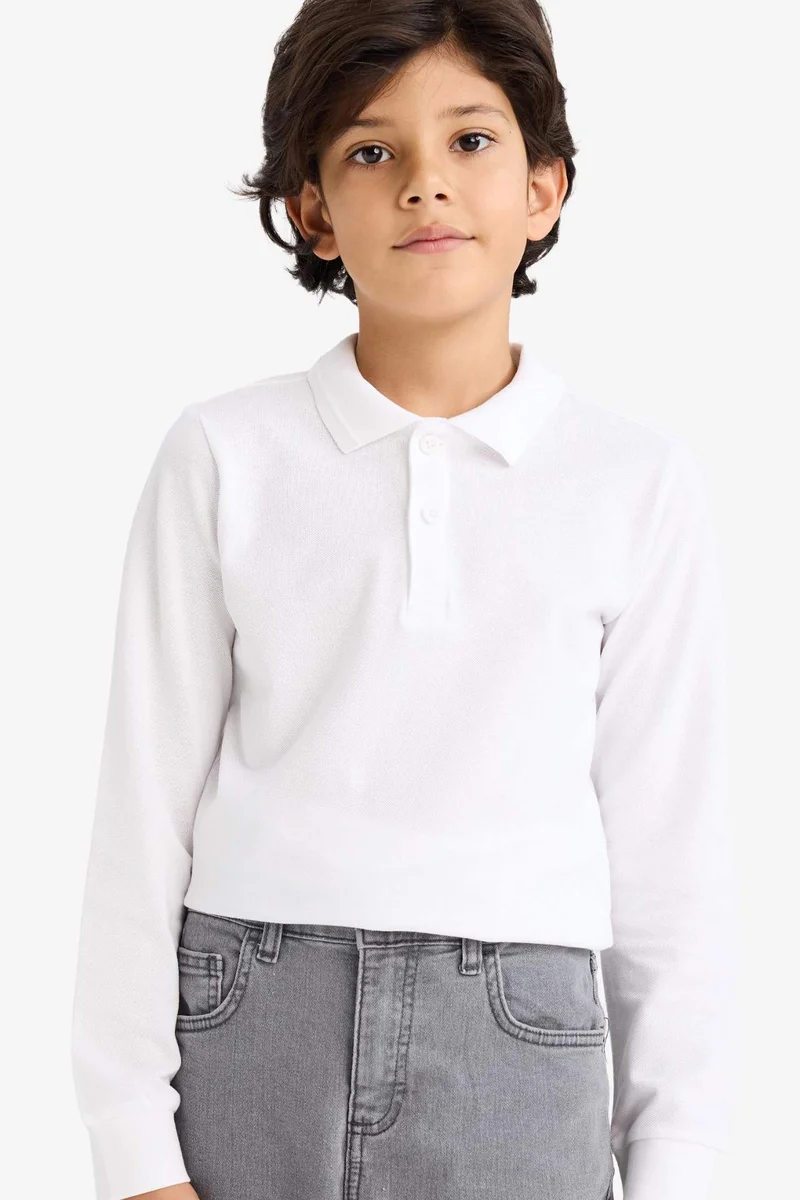 DeFacto Regular Fit Long Sleeve Polo T-Shirt