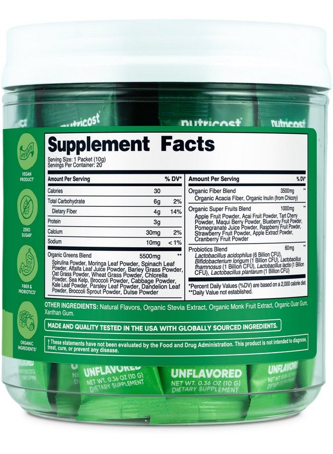 Nutricost نوتريكوست سوبر جرينز العضوية (بدون نكهة) 20 عبوة - خالية من الغلوتين، غير معدلة وراثيًا - Image 5