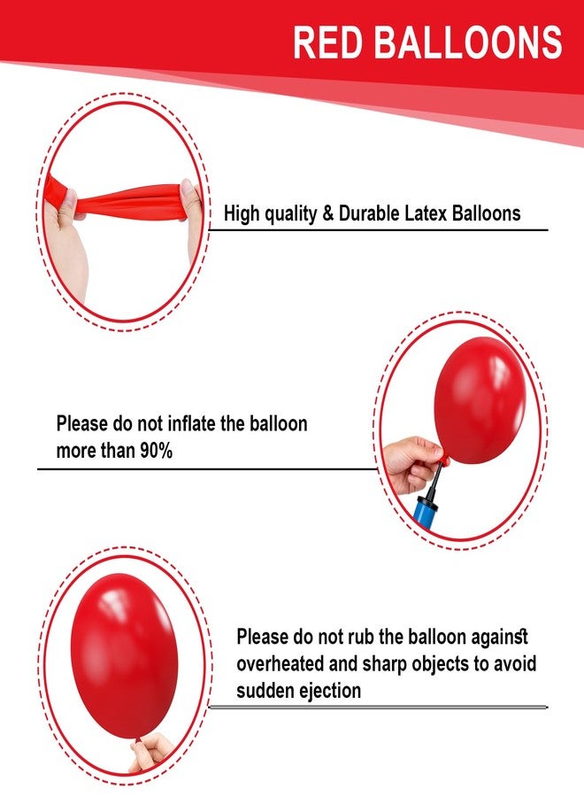 YMSZ Red Balloons Garland Arch kit, 114pcs Red Latex Balloon with Different Sizes for Birthday, Graduation, Valentines, Christmas, Wedding Party Decorations - Image 3