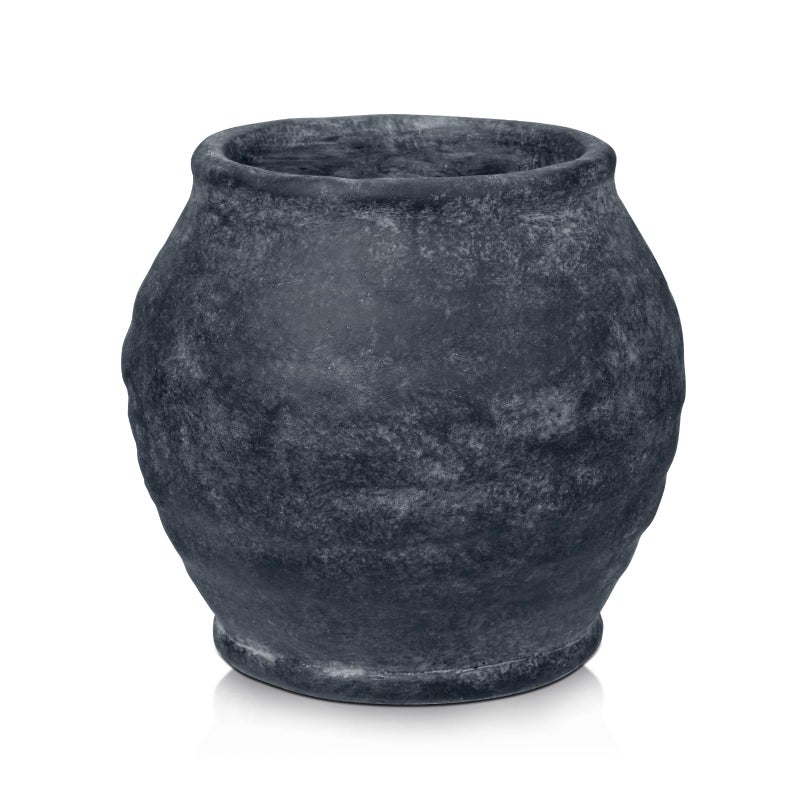 Briful Rustic Vintage Ceramic Pottery Vase, 6.1'' Farmhouse Table Decor with Distressed Texture, Wide Mouth Decorative Jar Vases for Home Decor, Shelf & Entryway, Black - Image 1