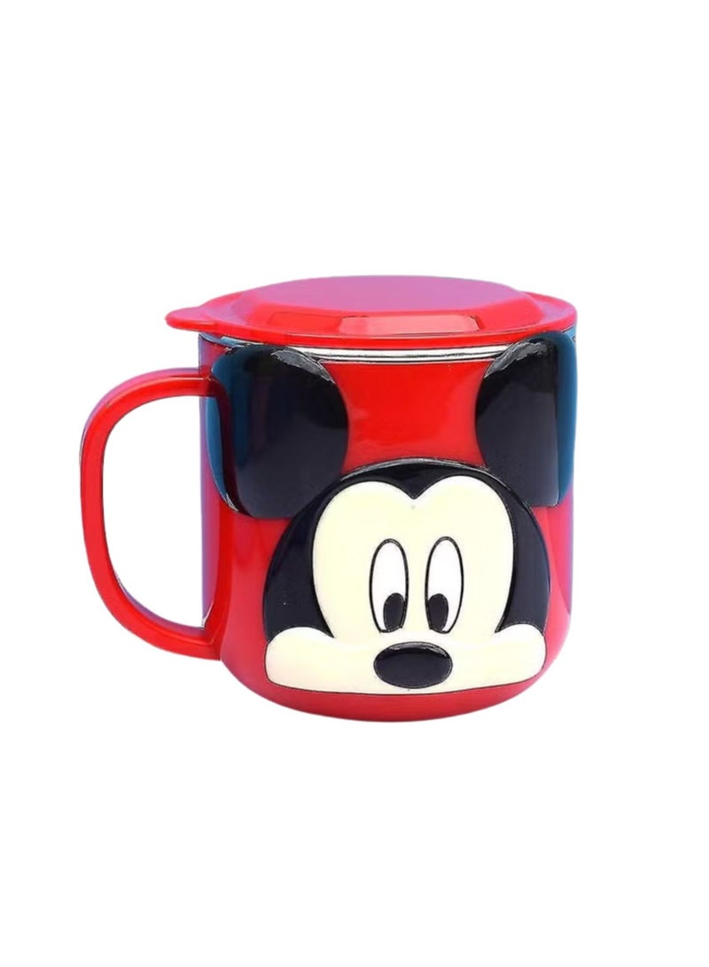ديزني كوب ميكي ماوس أحمر للأطفال – بطانة خارجية متينة من الفولاذ المقاوم للصدأ، معزولة بغطاء مقاوم للانسكاب - Image 1