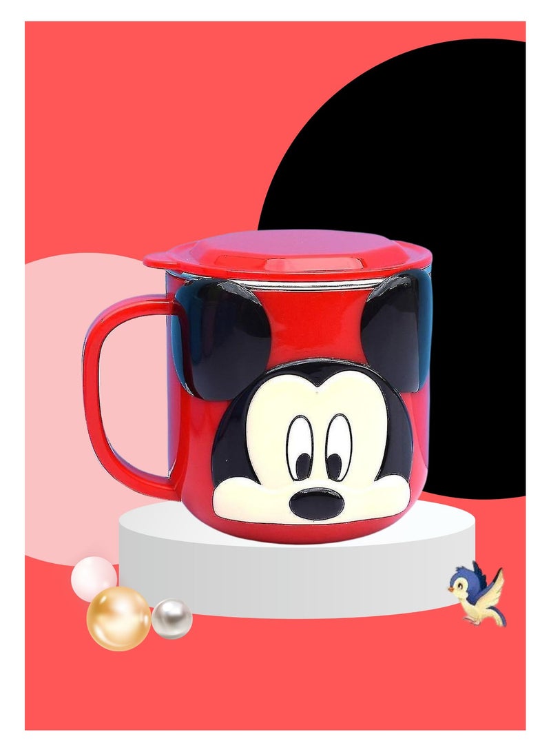 Disney Mickey Mouse Red Kids Mug – Durable Abs Outer, Stainless Steel Liner, Insulated with Spill-Proof Lid  - Image 1