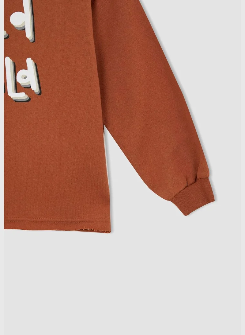 DeFacto Regular Fit Long Sleeve Text Print Sweatshirt