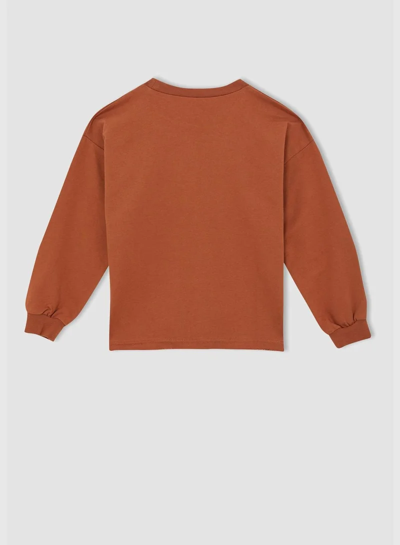 DeFacto Regular Fit Long Sleeve Text Print Sweatshirt