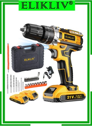 ELIKLIV 21V Cordless Drill, 3/8 Inch Power Drill Set with Lithium Ion Battery and Charger, Electric Drill with Variable Speed, 19 Positions and 24-Pieces Drill/Driver Accessories Kit - pzsku/Z05DA31AB3F94E4CF7F89Z/45/1743040144/b7bed66d-56c3-422e-b857-3d1dcd95eaef