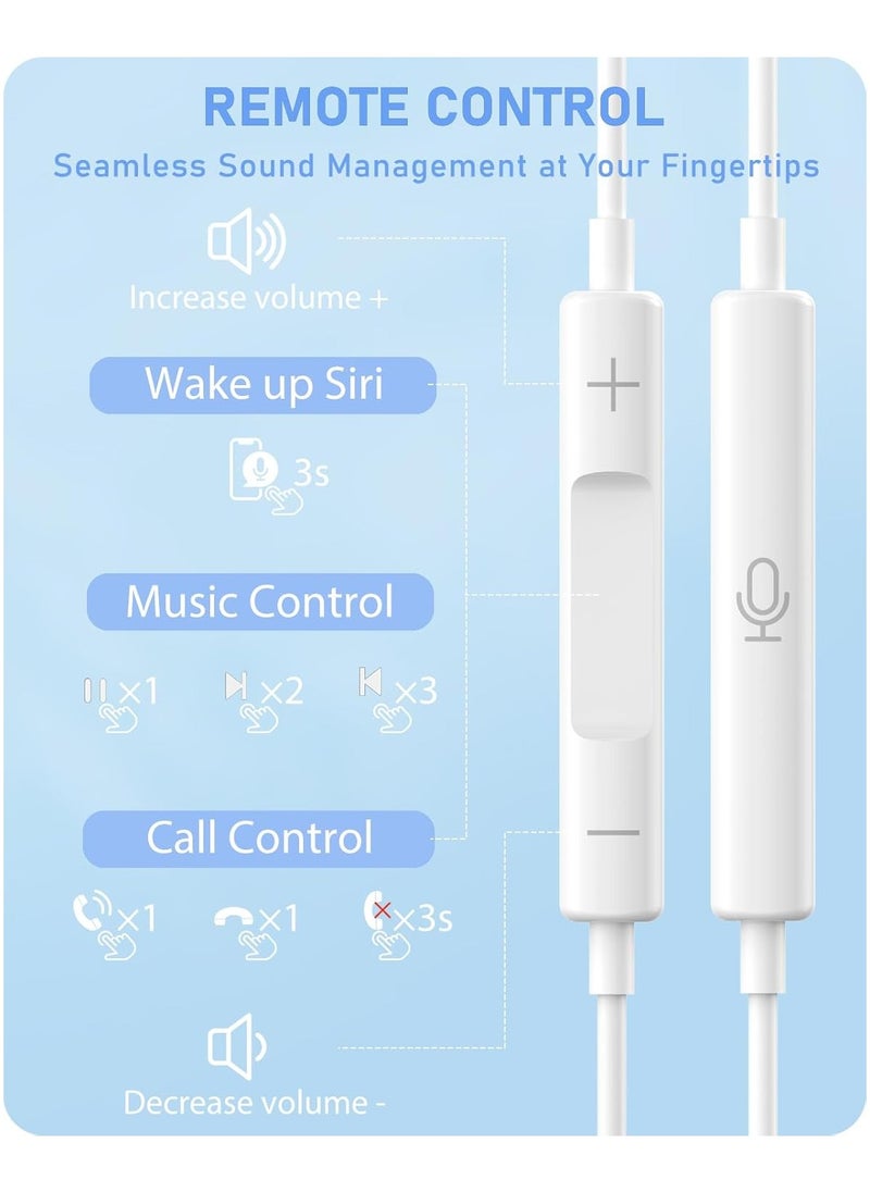 Concretization - USB C Ear Pods Headphones with USB-C Plug, Wired Ear Buds with Mic & Volume Control,Compatible iPhone 16/15 Pro Max/Pro/Plus,iPad/Air/Sam- sung Galaxy S25/S24/S23 Ultra S22 S21 - Image 1