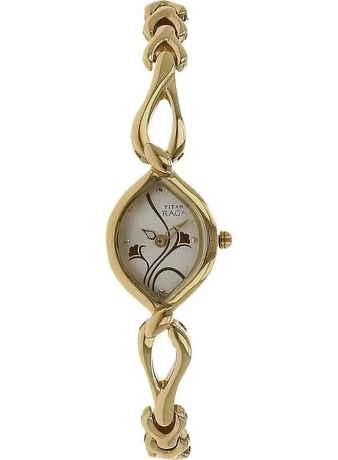 TITAN Women's Analog Display Watch With Gold Metal Strap - 2455YM01
