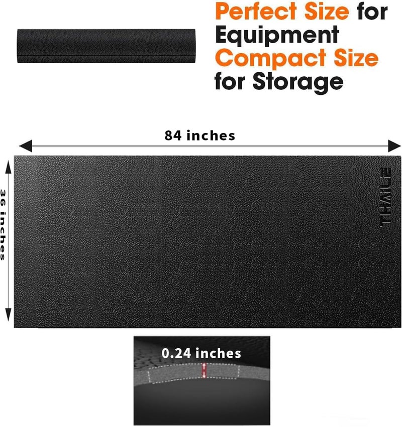 THAILE Treadmill Rowing Machine Mat for Carpet Floors 84x36,Adapted to Yosuda Rowing Machine,1/4 Thick Mat for Hardwood Floors, for Under Treadmill on Carpet,Exercise Equipment Mat,Noise Shock Absorption - Image 3