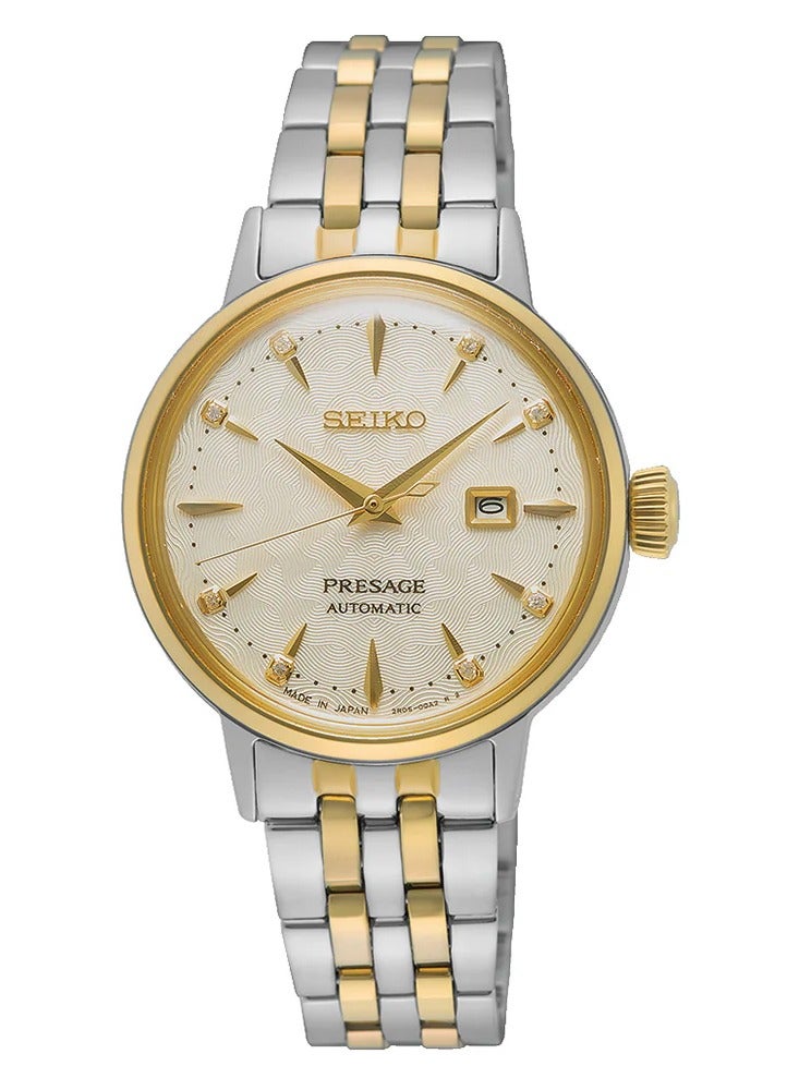 سيكو Seiko Presage Cocktail Time White Lady Diamond Accents Gold Dial Automatic SRE010J1 - Image 1