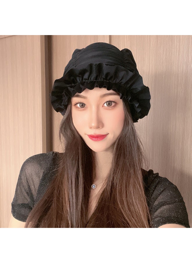 Swimming Cap Women's Long Hair Special Cute Korean Japanese Style Showing Face Small Big Head Circumference Color Adult Cloth Style-Color:Phoenix Flower