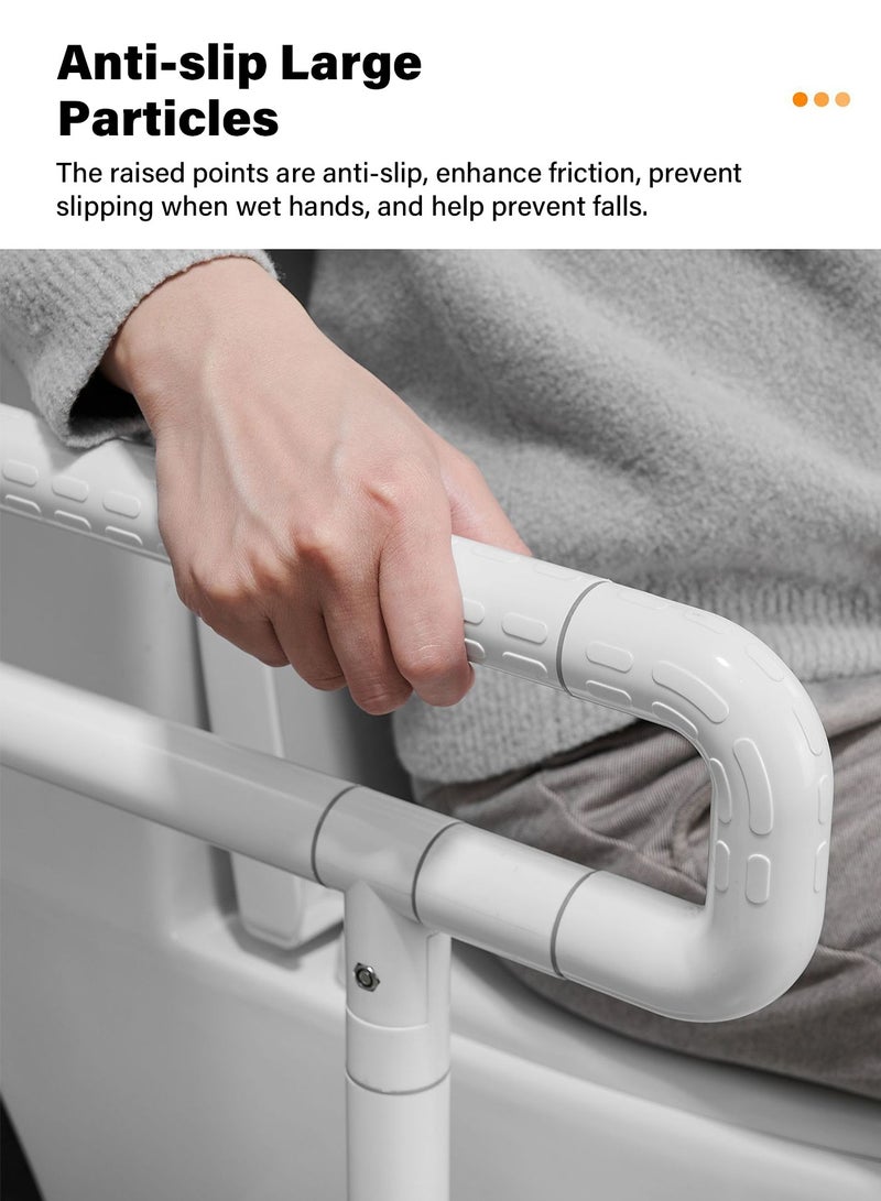 قضيب إمساك سميك مثبت على الحائط للحمام لرعاية المسنين والحوامل والمعاقين ومضاد للانزلاق وقابل للطي وذراع دعم للمعاقين وحماية مضيئة باللون الأبيض 60*70 سم - Image 3