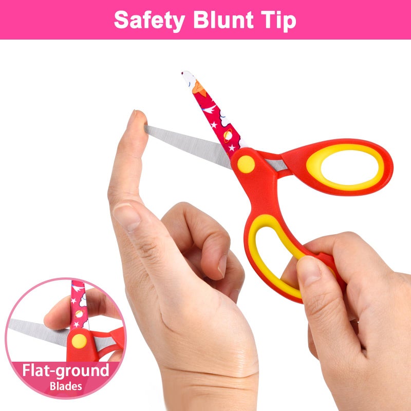 Zicolu Left Handed Kids Scissors  Lefty Safety Toddler Children Scissors  Small Craft Scissors With Blunt Tip - Fun Print Blade  Great For Diy  Arts  Home  School Classroom Use  Assorted Color  3-Pack - Image 3