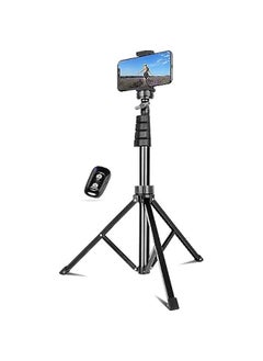 Phone Tripod & Selfie Stick with Wireless Remote and Phone Holder for iPhone Android, Great for Selfies, Video Recording, Live Streaming - Black