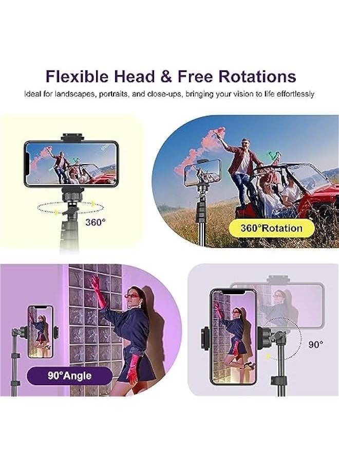 Arabest - Phone Tripod & Selfie Stick with Wireless Remote and Phone Holder for iPhone Android, Great for Selfies, Video Recording, Live Streaming - Black - Image 1