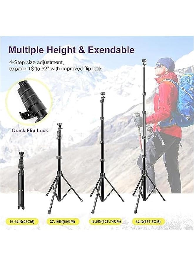 Arabest - Phone Tripod & Selfie Stick with Wireless Remote and Phone Holder for iPhone Android, Great for Selfies, Video Recording, Live Streaming - Black - Image 1