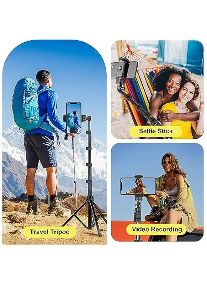 Arabest - Phone Tripod & Selfie Stick with Wireless Remote and Phone Holder for iPhone Android, Great for Selfies, Video Recording, Live Streaming - Black - Image 1