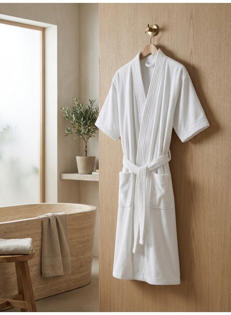 Ambrosia روب استحمام تيري XXL لوكسور unisex أبيض - 100% قطن - Image 5
