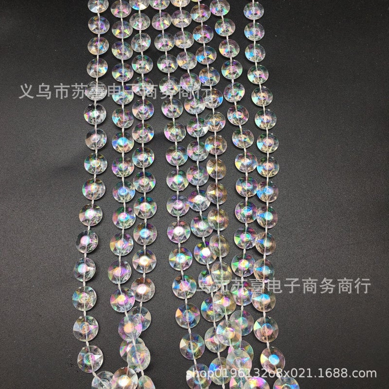 Factory direct wedding acrylic crystal bead chain wedding ceiling crystal tree Christmas tree decorative bead curtain hanging string 10mm colorful flying saucer a kilo (about 36 meters) 