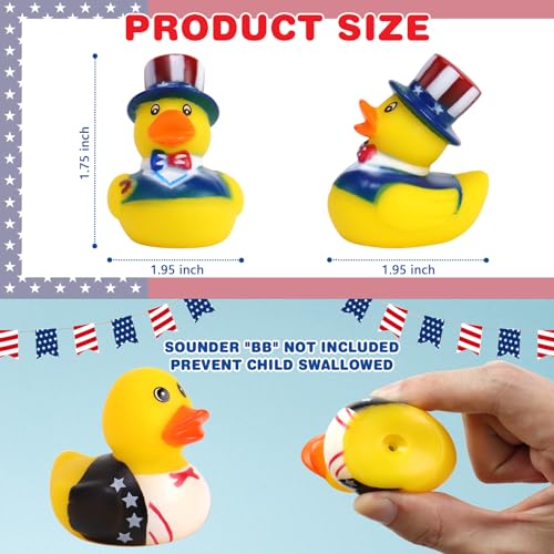 Halovin 36 Pcs Patriotic Rubber Ducks 250th Anniversary Independence Day Duck for JeepRubber Duckies Bath Toys 4th of July Pool Party Favors Summer Beach Shower Decor Bags Filler - Image 5