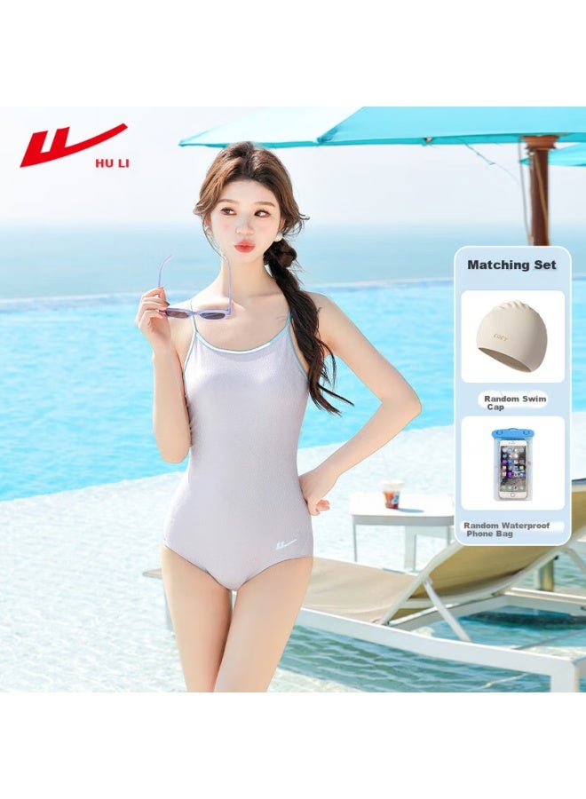 Huili Conservative One-piece Swimsuit For Women With Boyshort Legs, Suitable For Swimming Pools, Tummy Control And Slimming, For Hot Springs And Swimming, 14083hz, Black, Size L