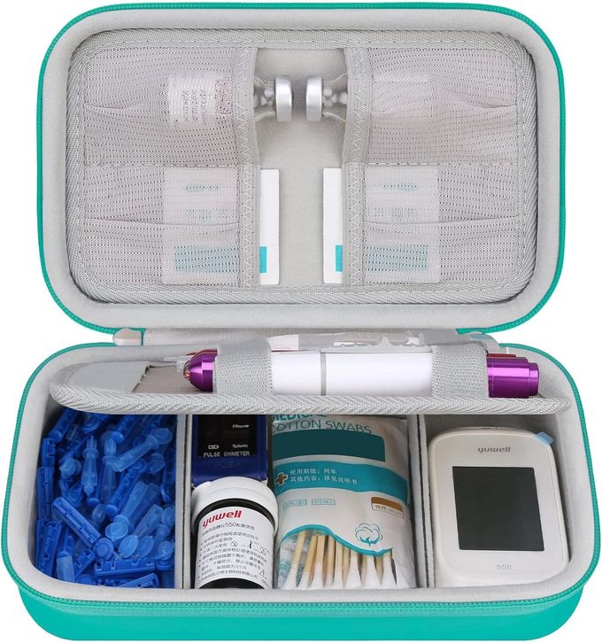 Elonbo Diabetic Supplies Travel Case, Glucose Meter Portable Storage Bag, Diabetic Care Kits Organizer Holder, Diabetic Supply Carrying Case for Glucose Meter Insulin Pen Blood Sugar Test Strips,Green - Image 4