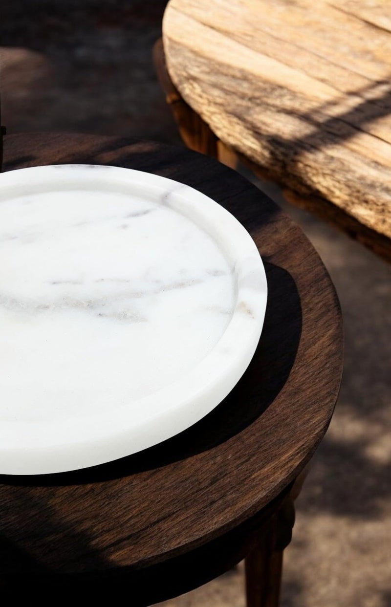 KRAFT CLOUDS White Marble Round Tray for Home, Office, Kitchen Serving, Bathroom, Dressing Table Decoration - Small Size 6 INCH - Image 3