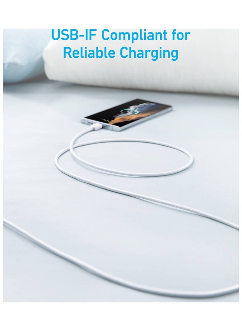 322 USB-A to USB-C Braided Cable 3ft/0.9m A81H5H21 White  - Image 3