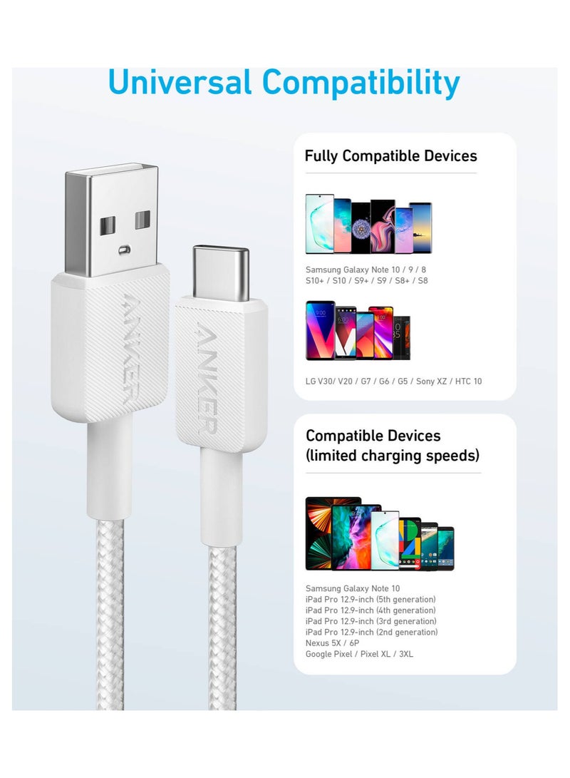 322 USB-A to USB-C Braided Cable 3ft/0.9m A81H5H21 White  - Image 4