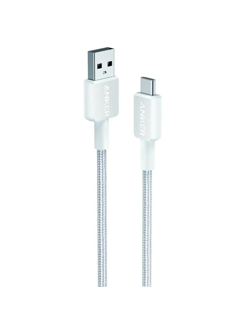 322 USB-A to USB-C Braided Cable 3ft/0.9m A81H5H21 White  - Image 1