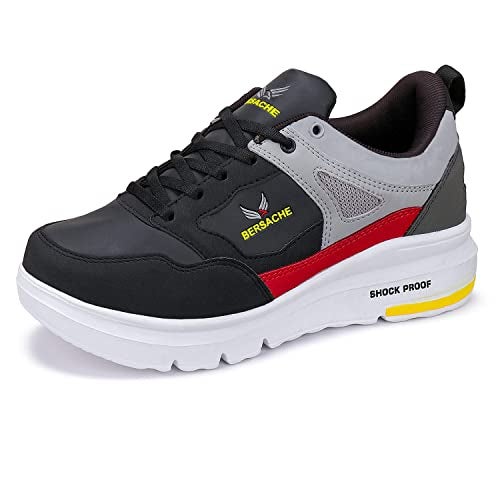 Bersache Lightweight Sports, Running, Walking, Gym, Training, Trekking Shoes Sole For Men Black - 7 Uk - Image 5