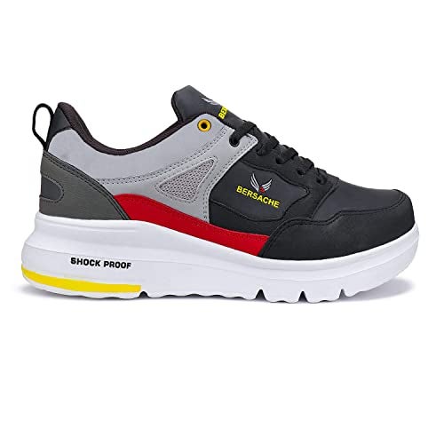 Bersache Lightweight Sports, Running, Walking, Gym, Training, Trekking Shoes Sole For Men Black - 7 Uk - Image 4