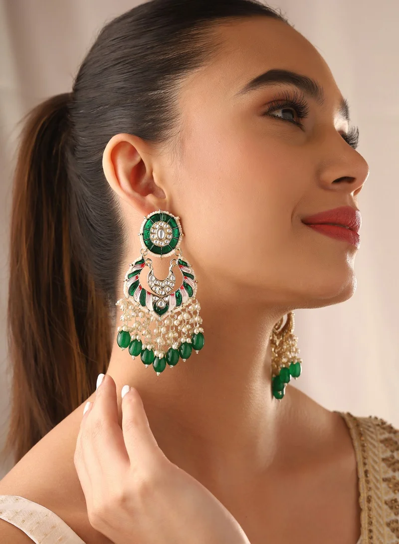 Priyaasi Plated Kundan Contemporary Chandbalis