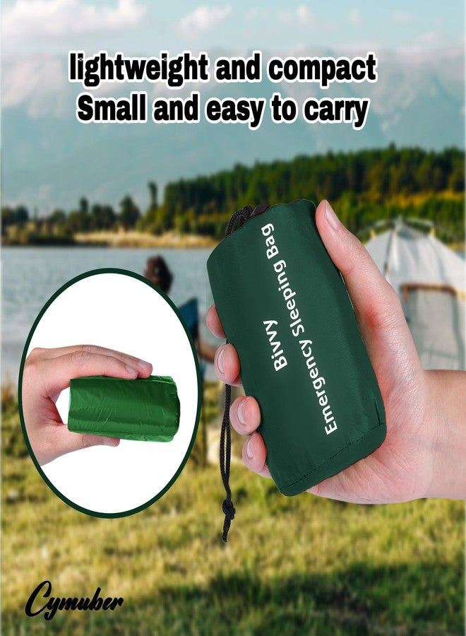 Cymuber Emergency Sleeping Bag Survival Bag,Cymuber Portable Waterproof Thermal Bivy Sacks Tac Bivvy Bags,Camping Mylar Sleeping Bag Survival Gear Emergency Blankets Survival Shelter (2 Pack, Army Green) - Image 2