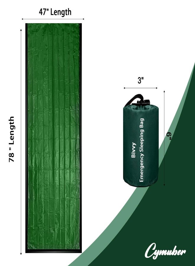 Cymuber Emergency Sleeping Bag Survival Bag,Cymuber Portable Waterproof Thermal Bivy Sacks Tac Bivvy Bags,Camping Mylar Sleeping Bag Survival Gear Emergency Blankets Survival Shelter (2 Pack, Army Green) - Image 5