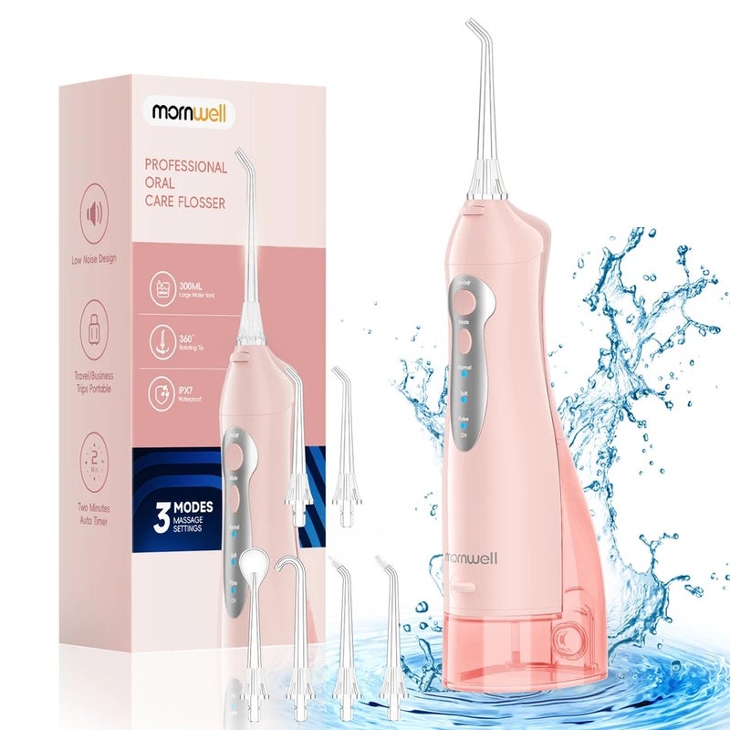 Mornwell Newest D52 Water Flosse Jet Rechargeable Oral Flosser Portable 300ML 6 Nozzles Waterproof Oral Irrigator Teeth Cleaner - Image 2