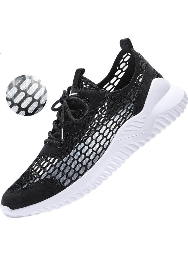 Warrior Men'S Summer Breathable Soft Bottom Mesh Shoes Men'S Lightweight Large Mesh Hollow Sports Shoes Black Size 40 - Image 1