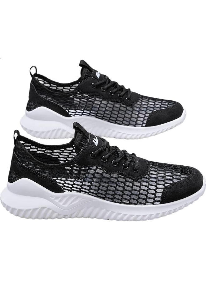 Warrior Men'S Summer Breathable Soft Bottom Mesh Shoes Men'S Lightweight Large Mesh Hollow Sports Shoes Black Size 40 - Image 3