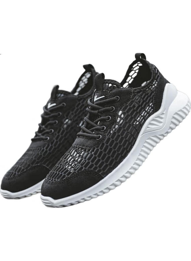 Warrior Men'S Summer Breathable Soft Bottom Mesh Shoes Men'S Lightweight Large Mesh Hollow Sports Shoes Black Size 40 - Image 2