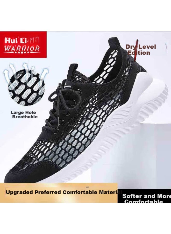 Warrior Men's Summer Breathable Soft Bottom Mesh Shoes Men's Lightweight Large Mesh Hollow Sports Shoes Black Size 40 - Image 2