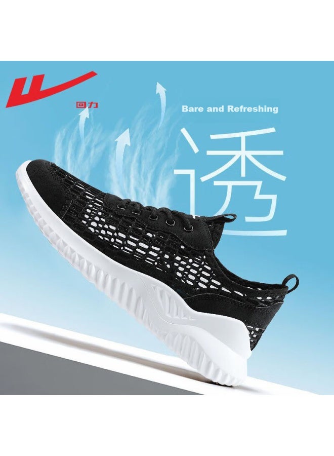Warrior Men's Summer Breathable Soft Bottom Mesh Shoes Men's Lightweight Large Mesh Hollow Sports Shoes Black Size 40 - Image 1