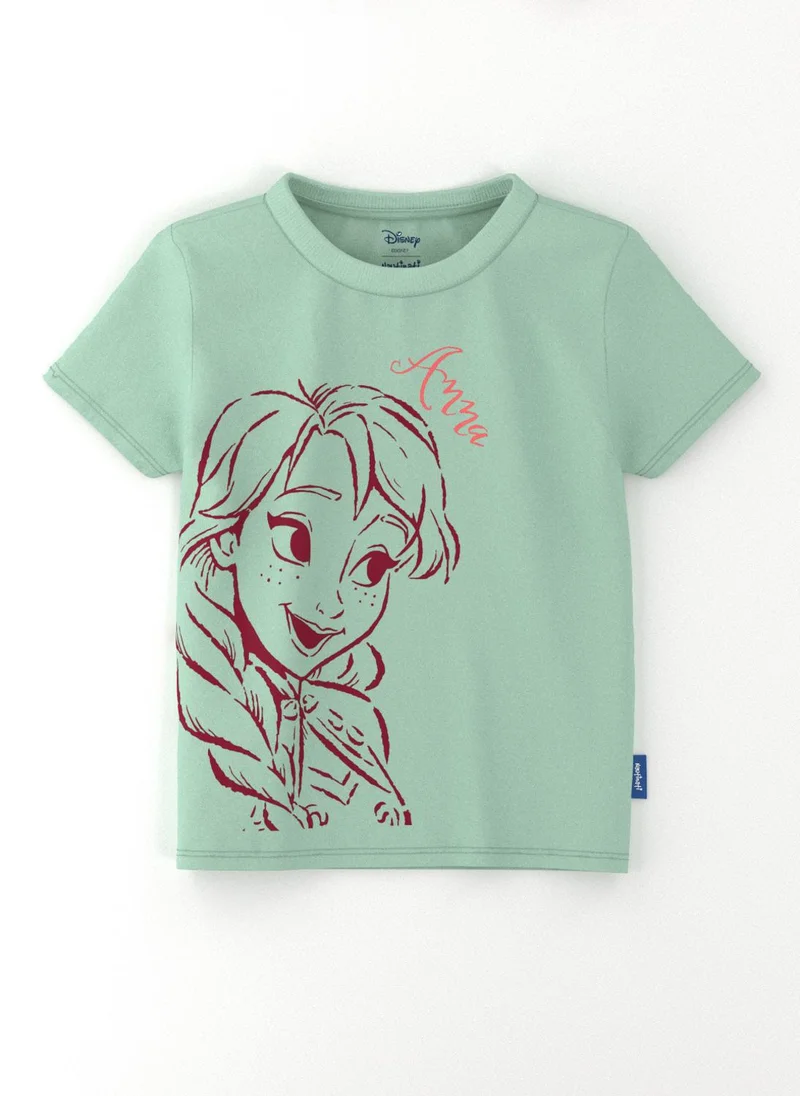 نوتيناتي Nautinati Girls' Pack of 2 Cotton Frozen Elsa and Anna Printed T-shirts