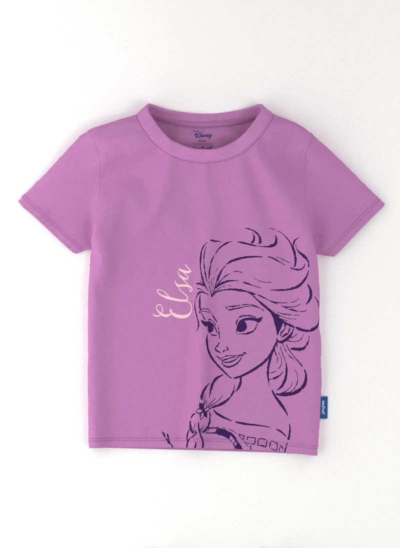 نوتيناتي Nautinati Girls' Pack of 2 Cotton Frozen Elsa and Anna Printed T-shirts