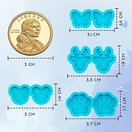 PEVOGON 4 Pairs Stud Earring Silicone Resin Mold for DIY Women Earrings Jewelry Resin Crafting - Image 2